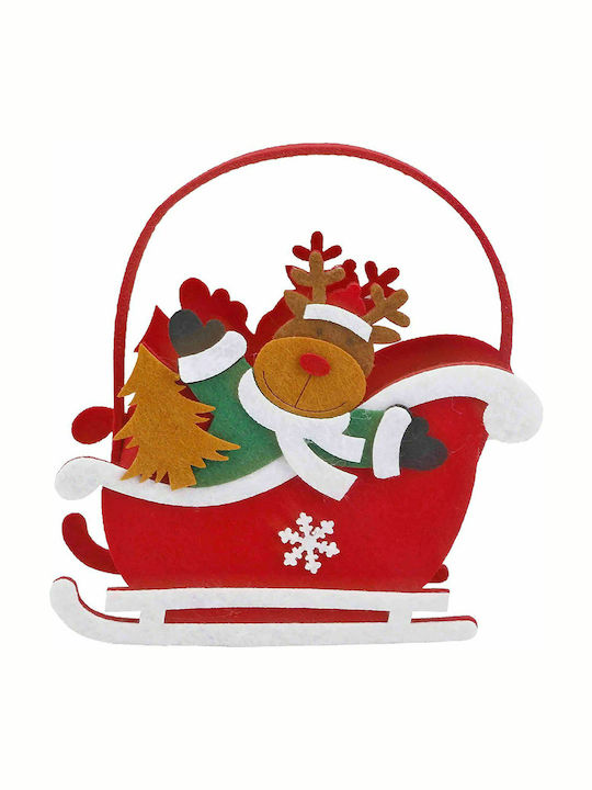 XMASfest Christmas Fabric Basket Figure Red 17.5x17x6.5cm