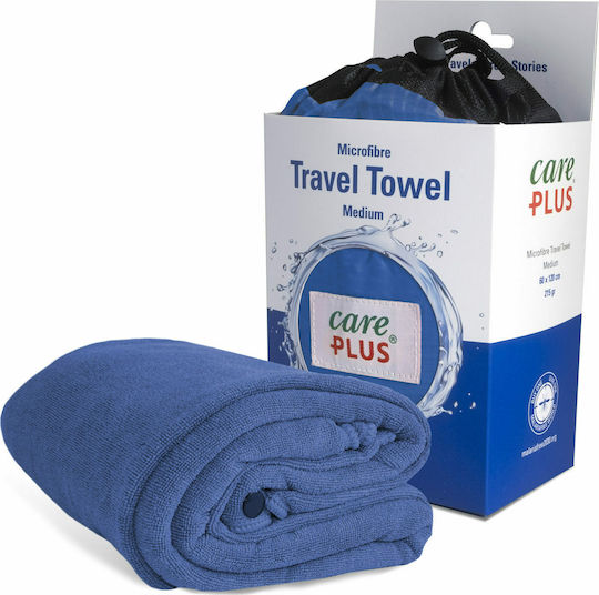 CarePlus Travel Microfiber Towel Face in Case Blue 120x60cm