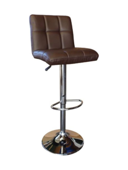 Stools Bar Collapsible with Backrest Upholstered with Faux Leather Diana Coffee 1pcs 44x40x90cm HM202.03
