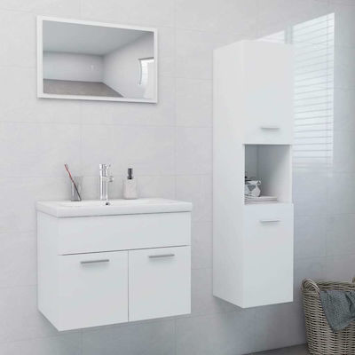 vidaXL Cabinet de baie fără chiuvetă L60xl38.5xH46cm cu oglindă și coloană Alb