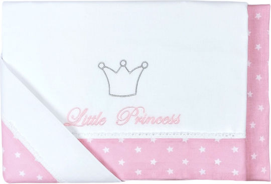 Baby Star Set Cu Cauciuc Princess Roz 110x155cm Lenjerie De Patut Bebe