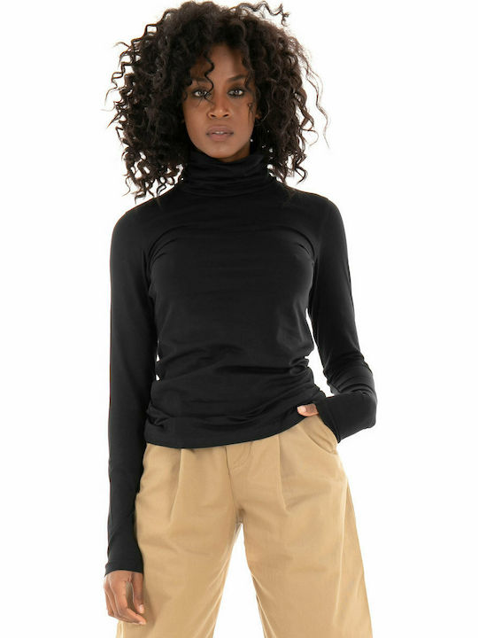 Jack & Jones Winter Women's Blouse Turtleneck Long Sleeve Black