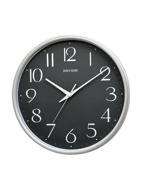 Rhythm Silent Wall Clock Plastic Silver Ø32cm