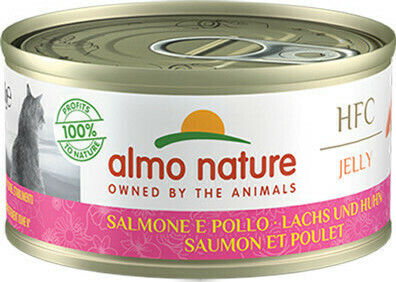 Almo Nature HFC Jelly Wet Food for Adult Cats in Cans with Chicken and Salmon Grain-Free & Gluten-Free 70gr