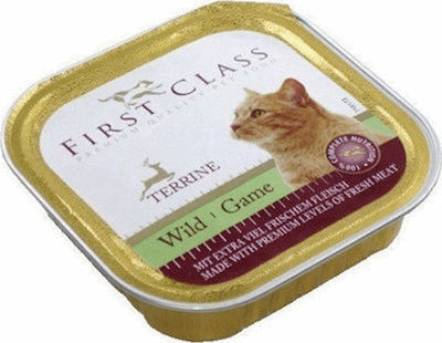 First Class Terrine Hrana umeda pentru pisici adulte in Tavă cu Cerb 100gr 1buc