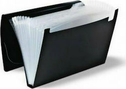 Metron Clipboard Flexible with 12 plastic sleeves Slides Accordion for Paper A4 Black 1pcs