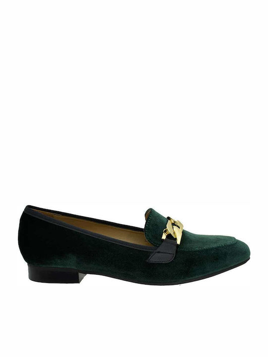 S.Piero 51-007 Δερμάτινα Γυναικεία Loafers Forest Green Velvet