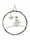 Synchronia Christmas Wooden Decorative Wreath 7.5cm Snowman