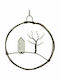 Synchronia Christmas Wooden Decorative Στεφάνι 7.5cm με Μικρό Σπίτι και Δέντρο