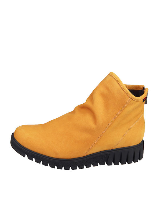 Wildleder Stiefeletten Damen Gelb