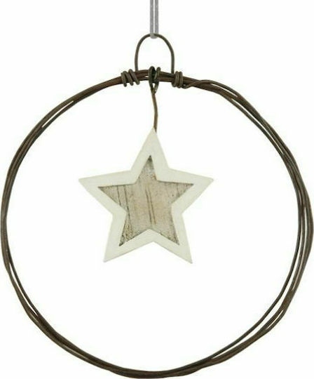 Synchronia Weihnachtsdekoration Holz Kranz mit Durchmesser 7.5cm. Klein mit Stern