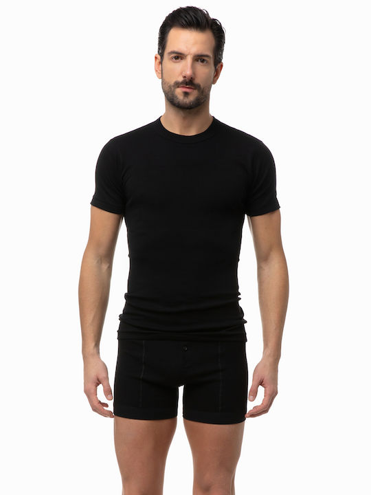 Minerva 90-18000 Men's Short Sleeve Undershirt Black
