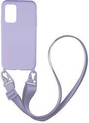 Sonique Carryhang Liquid Strap Back Cover Silicone 0.5mm with Strap Lilac (Redmi Note 10 / 10s / Poco M5s)