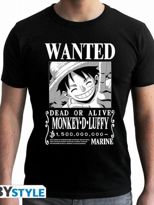 Abysse One Piece Wanted Luffy T-shirt σε Μαύρο χρώμα