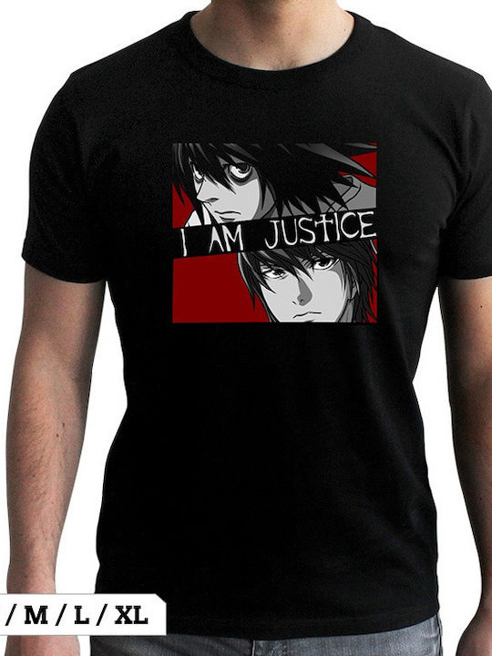 Abysse I Am Justice T-shirt Death Note Μαύρο Βαμβακερό