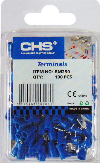 CHS Insulated Quick Disconnect Terminal 6.35mm Blue 100pcs BM250