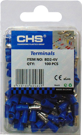 CHS mit Isolierung 4mm Blau (BD2-4V) in einem Set von 100Stück