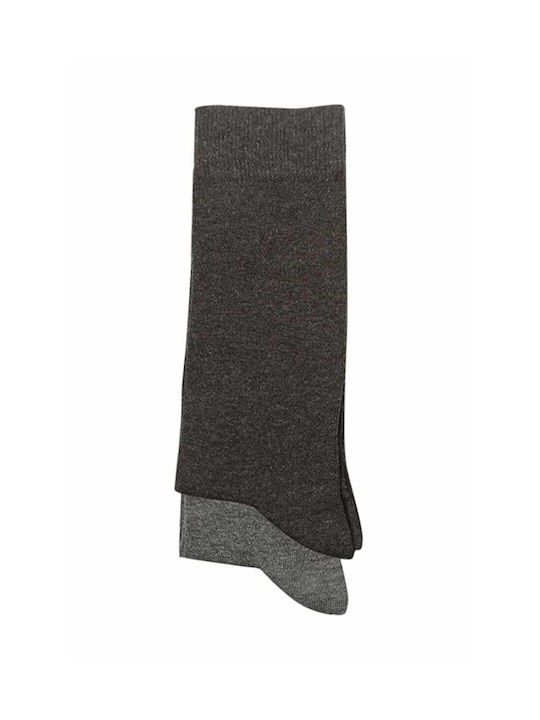 ME-WE Ανδρικές Μονόχρωμες Κάλτσες Μαύρο / Γκρι 2Pack
