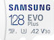 Samsung Evo Plus (2021) microSDXC 128GB Class 10 U3 V30 A2 UHS-I με αντάπτορα