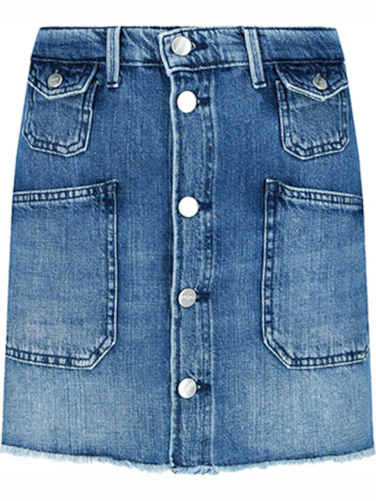 Pepe Jeans Alba Slub Denim Mini Skirt in Blue color