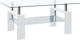 Rectangular Central Coffee Table Wooden Transparent White M95xW55xH40cm
