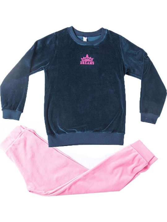 Dreams by Joyce Set Top & Bottom Kids Winter Velvet Pyjamas Multicolour