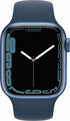 Apple Watch Series 7 Aluminium 41mm Αδιάβροχο με Παλμογράφο (Blue)