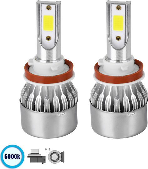 GloboStar Lampen Auto C6 Line H16 Canbus LED 6000K Kaltes Weiß 8-48V 72W 2Stück