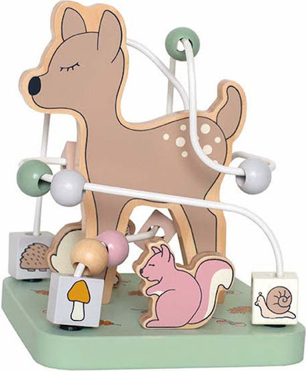 Jabadabado Maze Fawn With Abacus From Beads, Cubes And Animals made of Wood for 12++ Months
