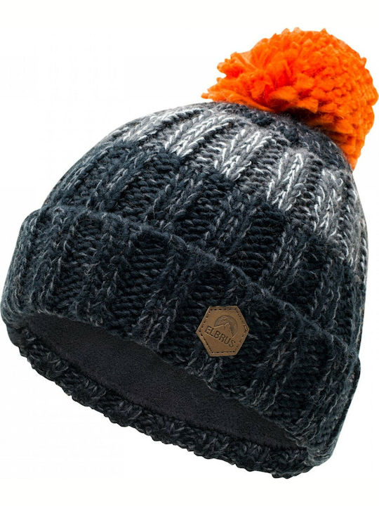 Einar 009 Pom Pom Beanie Männer Beanie mit Rippstrick in Schwarz Farbe