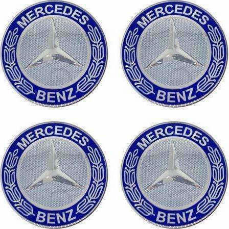 Capace Centru Roată Mercedes Benz Albastru-Argintiu 7.5cm Roșu 4buc