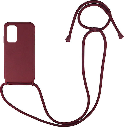 Sonique CarryHang Back Cover Silicone 0.5mm with Strap Burgundy (Galaxy A02s)
