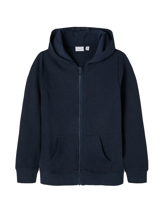 Kids Sweatshirt Cardigan Cotton with Hood Dark Blue