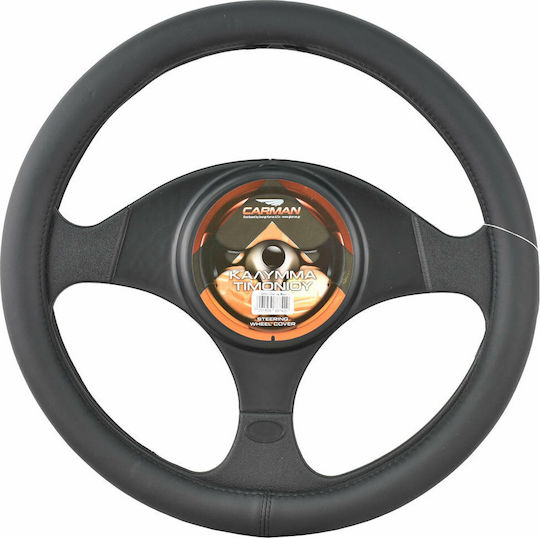 Carman Car Steering Wheel Cover with Diameter 35-36cm Leather Black