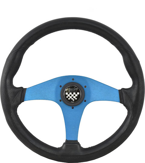 Simoni Racing Barchetta Pu Three Spoke Car Steering Wheel Blue/Black