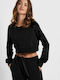 BodyTalk 1212-907020 Women's Cropped Sweatshirt Black 1212-907020-00100