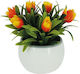 Marhome Artificial Plant in Small Pot Tulip Orange 13cm 1pcs