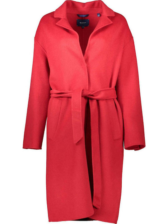 Gant Μάλλινο Γυναικείο Κόκκινο Παλτό