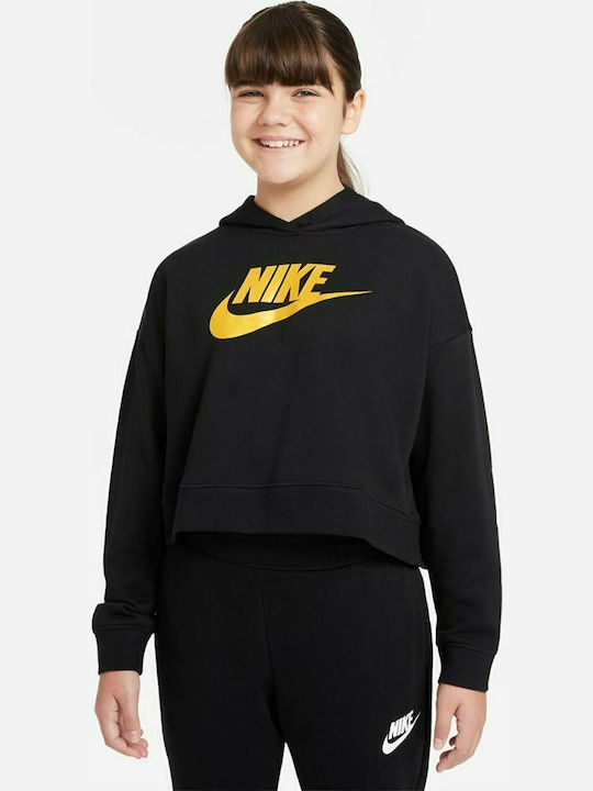 Nike Παιδικό Φούτερ με Κουκούλα Μαύρο Sportswear