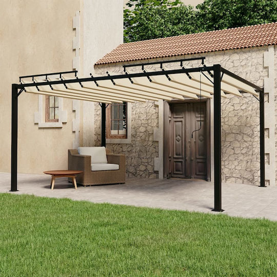 Pergolă De Grădină Din Metal Cu Tavan În Culoare Bej 300x400x225cm