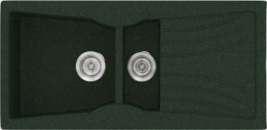 Sanitec Classic Drop-In Chiuvetă Stânga din Granit Sintetic L104xW51cm Granit verde
