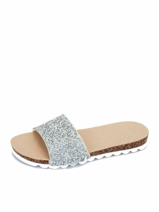 Flache Sandalen für Damen Anatomisch in Silber Farbe