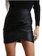 Leatherette skirt with hidden zipper (Black)