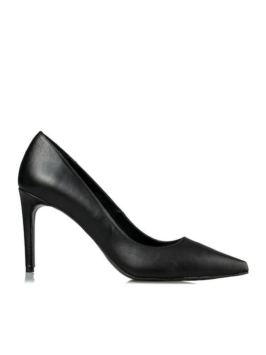 Envie Shoes Leather Pointed Toe Stiletto Black ...