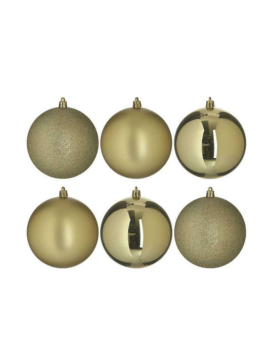 Inart Christmas Ball Ornament Gold 6pcs