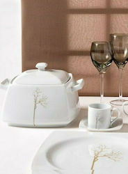 Cryspo Trio Porcelain Soup Tureen Kyoto Champagne White