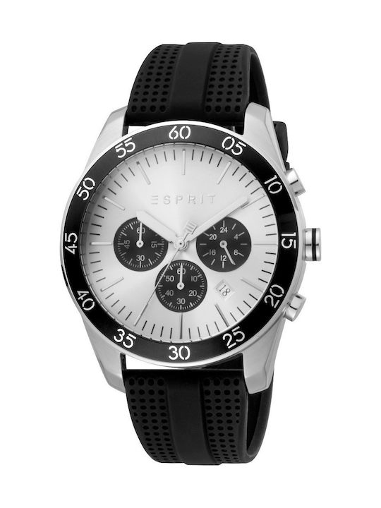 Esprit Jordan Ανδρικό Ρολόι 44mm Χρονογράφος Μπαταρίας με Μαύρο Καουτσούκ Λουράκι