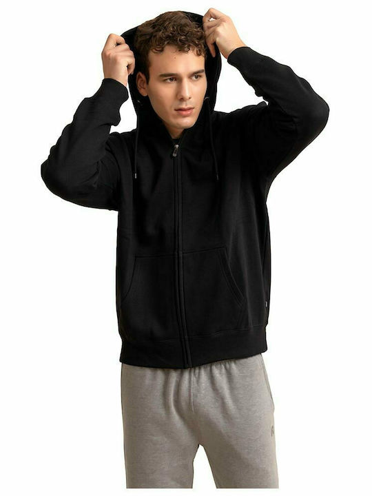 Russell Athletic Herren Sweatshirt Jacke mit Kapuze und Taschen Schwarz