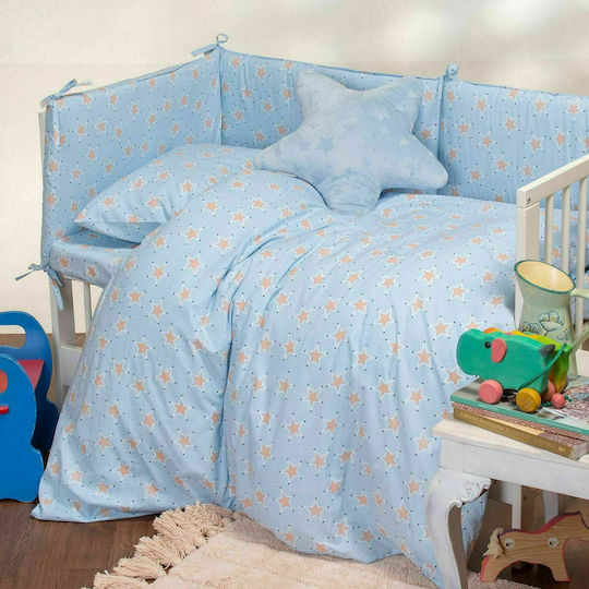Melinen Zoo Boy Baby Sheet Crib Cotton Light Blue 120x170cm
