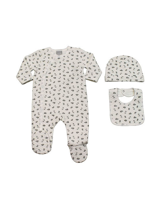 Mother Baby Baby Bodysuit Set Long-Sleeved with Accessories Gray